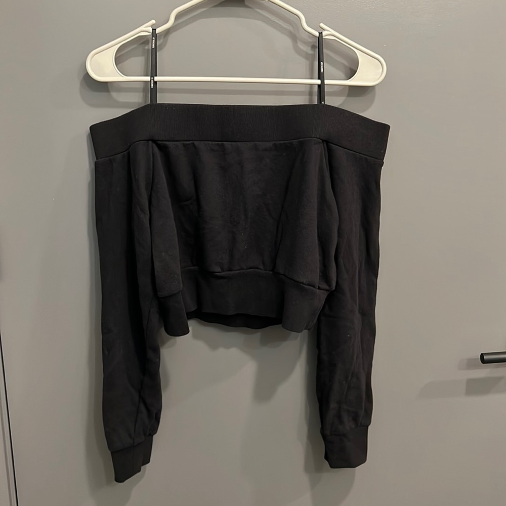 Off Shoulder Cropped Sweatshirt